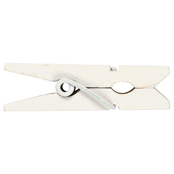 Minitøjklemmer, 35 x 7 x 9 mm, 20 stk Hvid