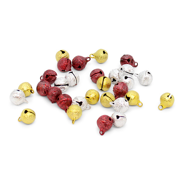 HobbyArts Bells Red, silver, gold 10 mm, 30 pcs