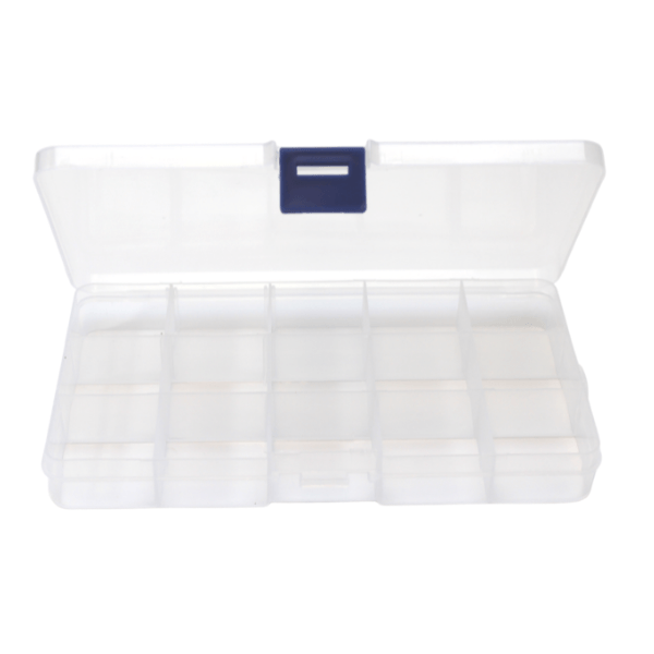 Plastic box with lid Transparent 17.6 x 10 cm, 15 compartments