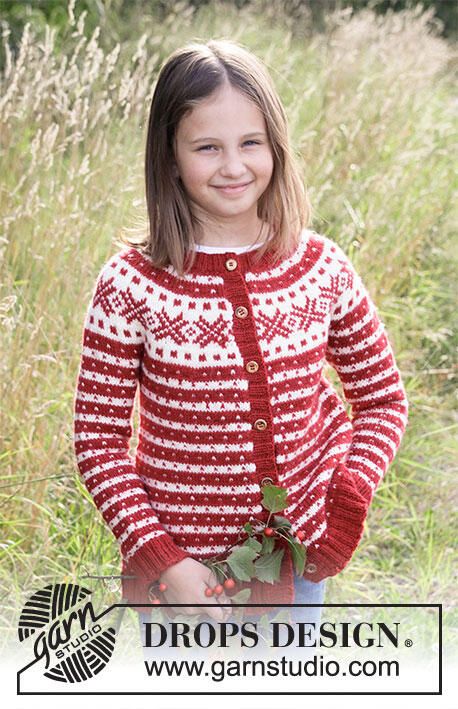 34-31 Candy Cane Lane Kids Jacket by DROPS Design