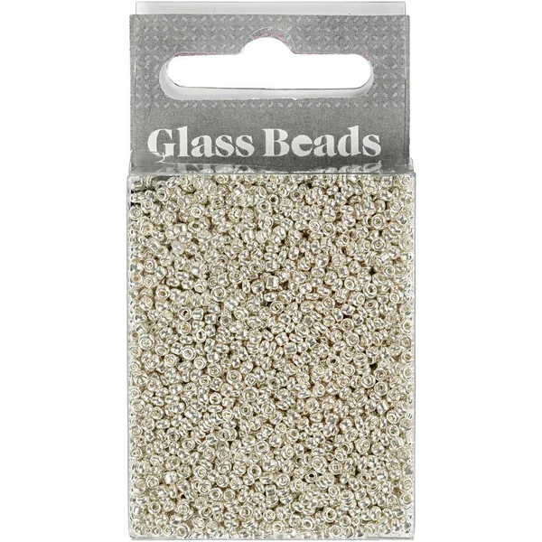 Rocailles, Glass Beads 1.7 mm Silver metal