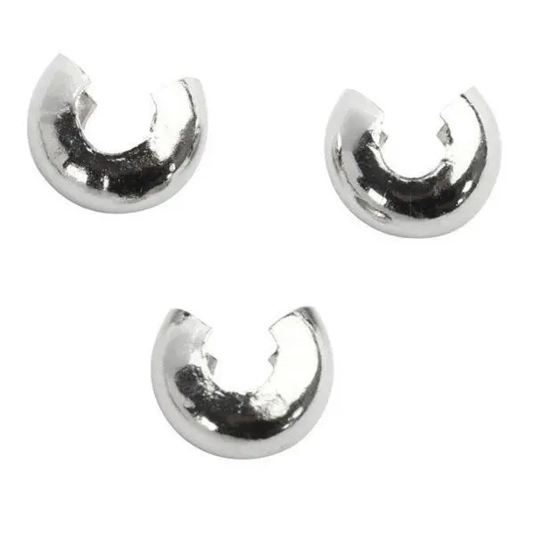 Crimp Bead Cover, 5 mm, silver-plated, 50 pcs