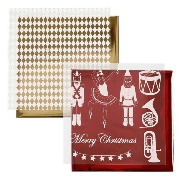 Deco Foil and transfer sheet, 15x15 cm, 4 sheets Classic Christmas Motifs