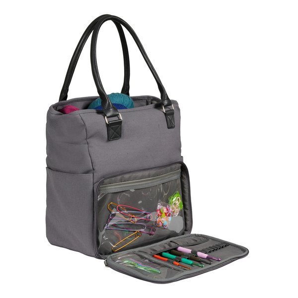 Shoulder bag with zipper pocket, dark gray