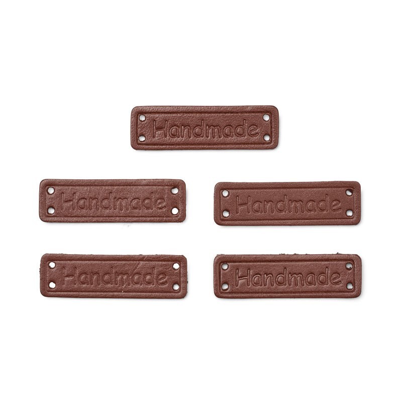 HobbyArts Leather Labels, Handmade, Brown, 5 pcs