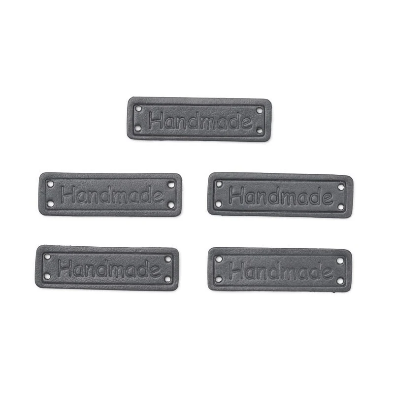 HobbyArts Leather Labels, Handmade, Grey, 5 pcs