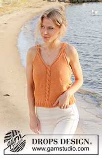 240-19 Tangerine Twist Top by DROPS Design