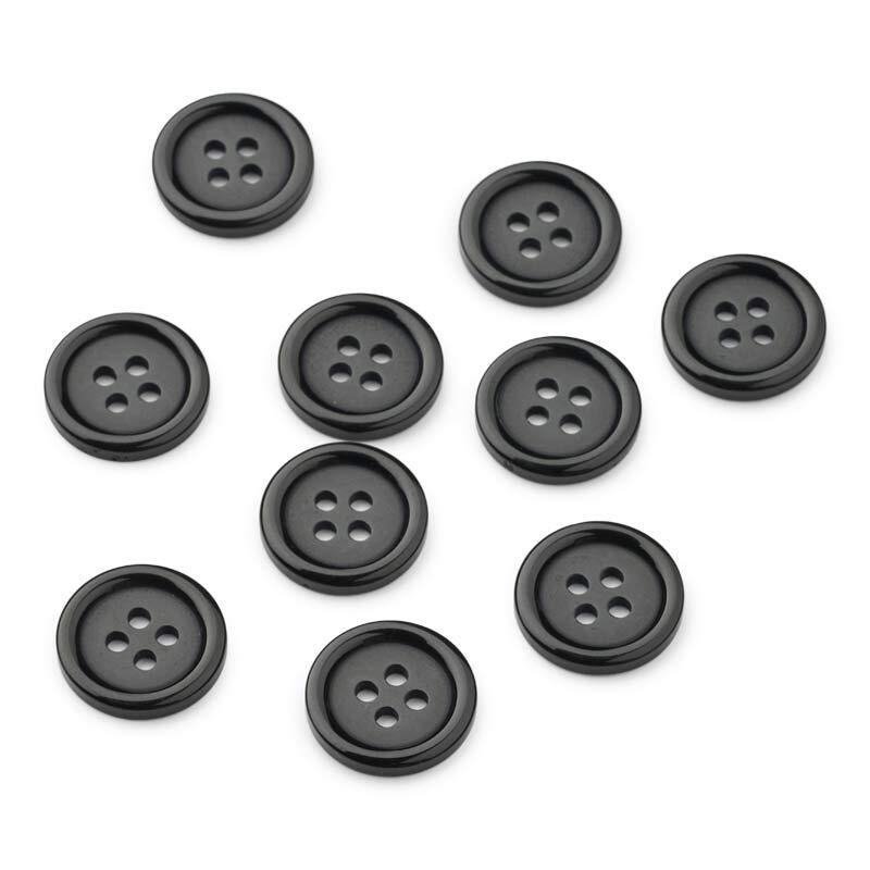 HobbyArts Black Buttons, 18 mm