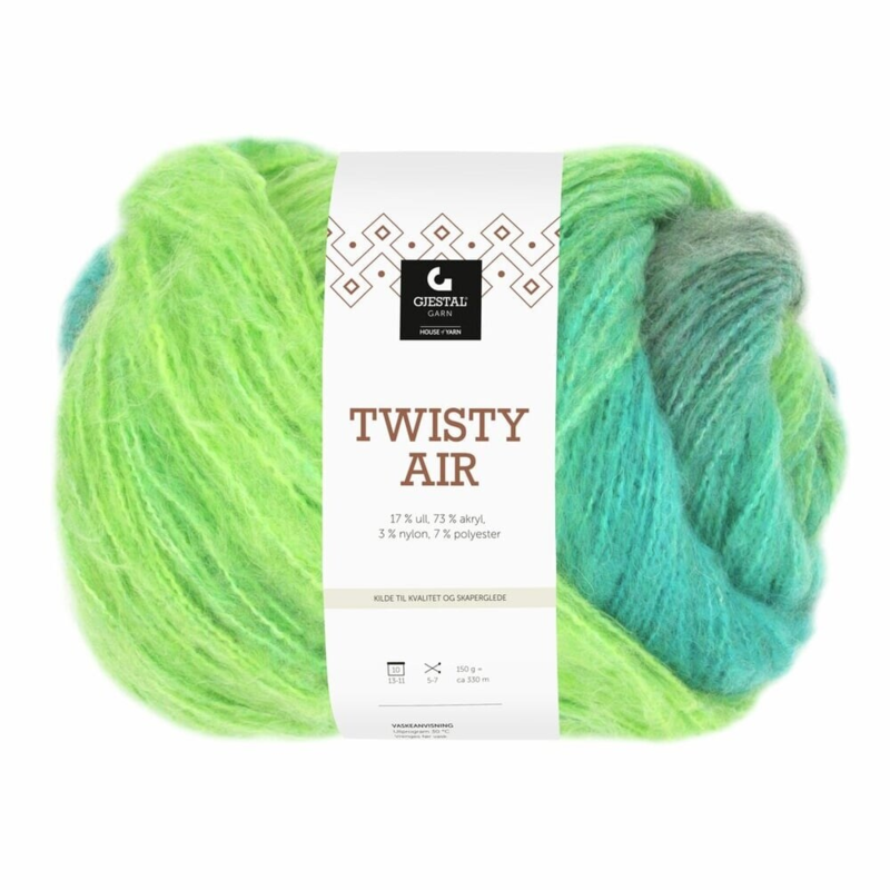 Gjestal Twisty Air 9106 Neon yellow/petrol print