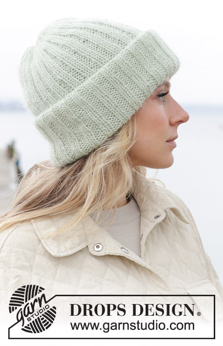 242-3 Mint Winter Hat by DROPS Design