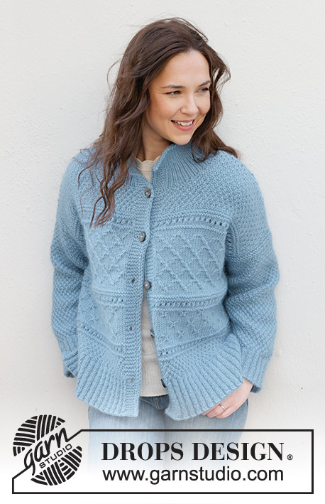 245-15 Blue Diamonds Cardigan by DROPS Design