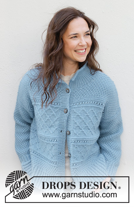 245-15 Blue Diamonds Cardigan by DROPS Design