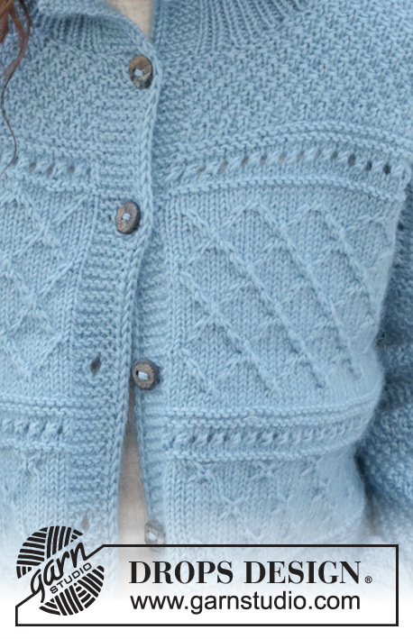 245-15 Blue Diamonds Cardigan by DROPS Design