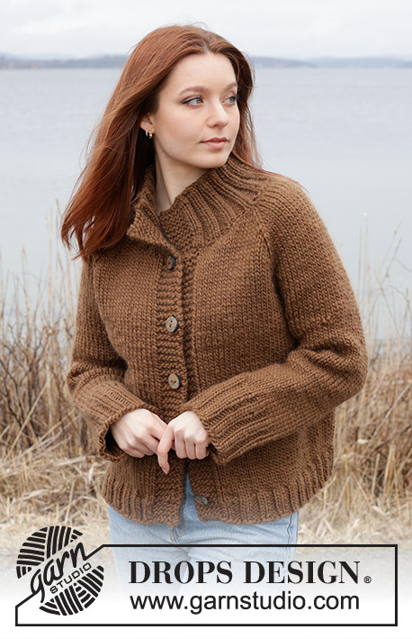 244-26 Autumn Amber Cardigan by DROPS Design