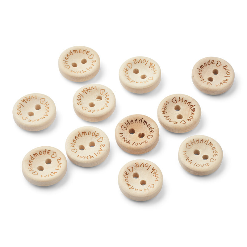 LindeHobby Handmade with love, buttons, 15mm
