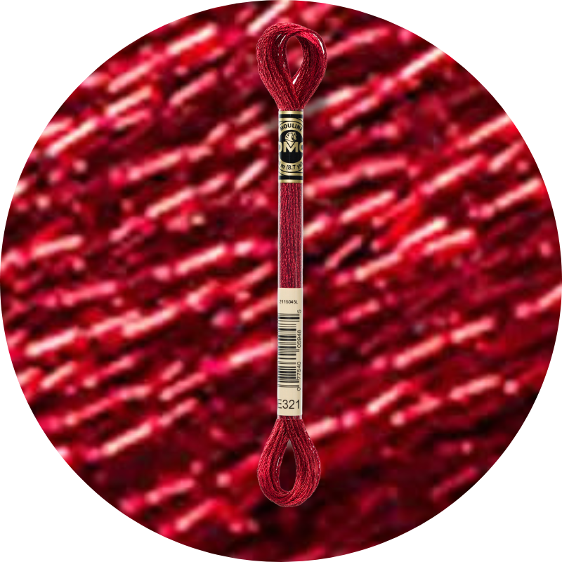 DMC Mouliné Light Effects E321 Metallic Carmine Red
