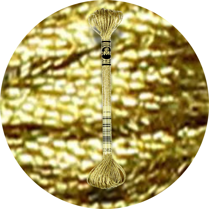 DMC Mouliné Light Effects → E3821 Metallic Mango