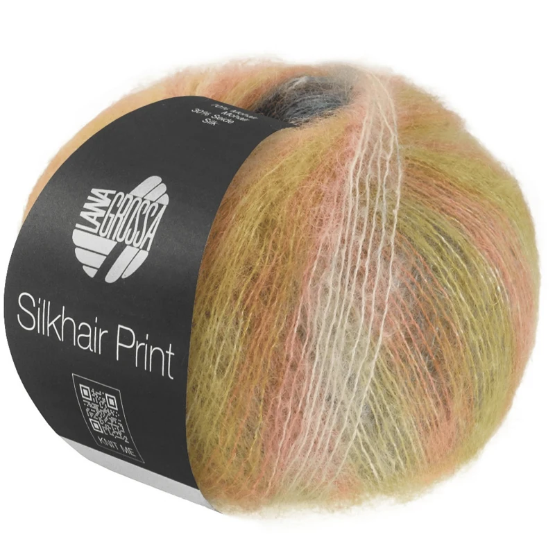 Lana Grossa Silkhair Print 440 Vanilla/cream/orange/turquoise/mustard yellow/berry