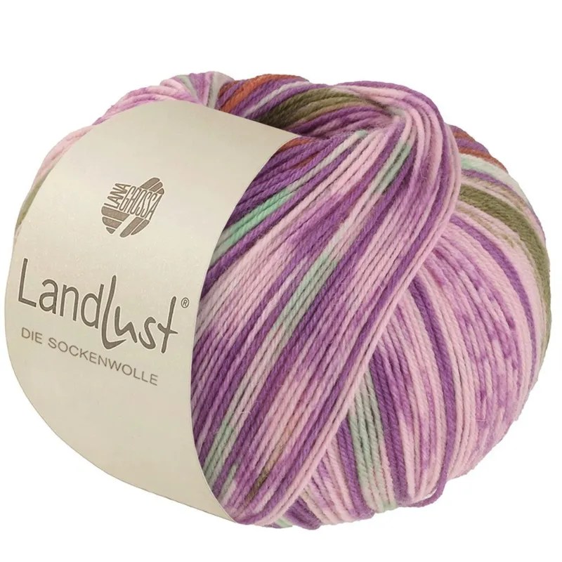 Lana Grossa Landlust Die Sockenwolle 611 Orchid/Brown/May Green/Ecru/Pink/Olive