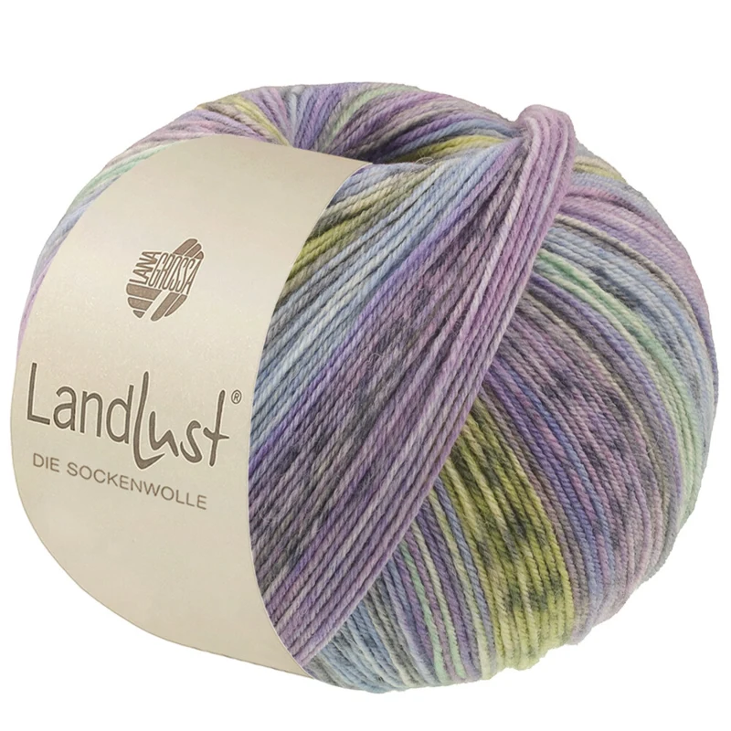 Lana Grossa Landlust Die Sockenwolle 618 Violet blue/Jeans/Light blue/Light-/Dark grey/Jade/Pistachio/Lilac striped