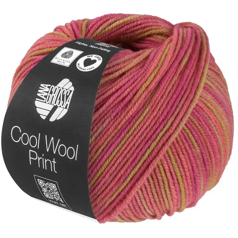 Lana Grossa Cool Wool Print 840 Sand yellow/Erika/Orchid pink