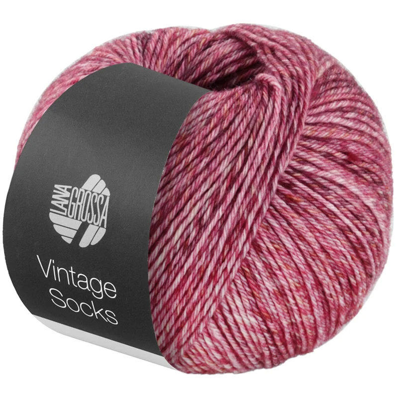 Lana Grossa Vintage Socks 1009 Old rose/geranium red/bordeaux heathered