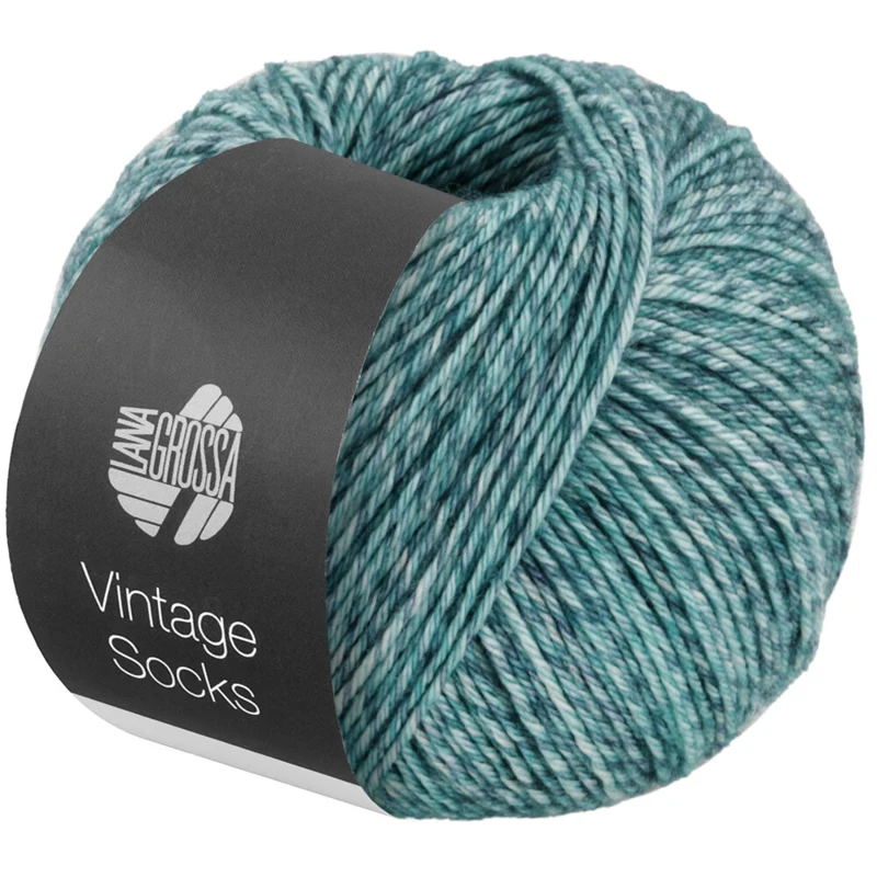 Lana Grossa Vintage Socks 1003 Mint/gray blue/jeans/petrol heathered