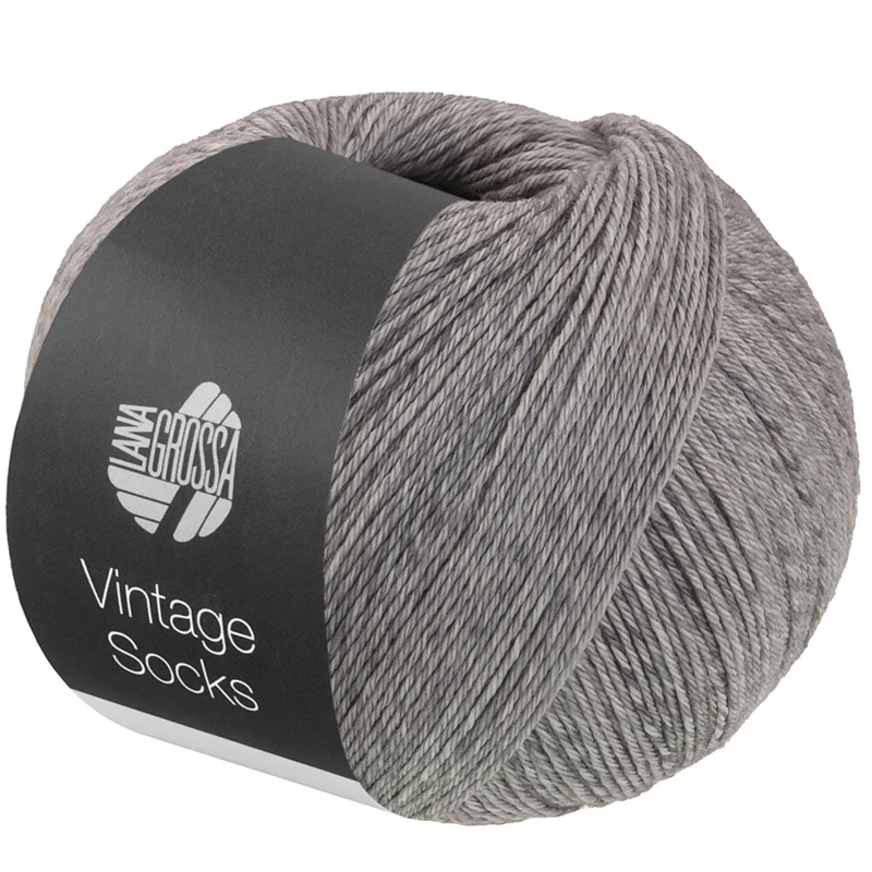 Lana Grossa Vintage Socks 1020 Light grey/dark grey heathered