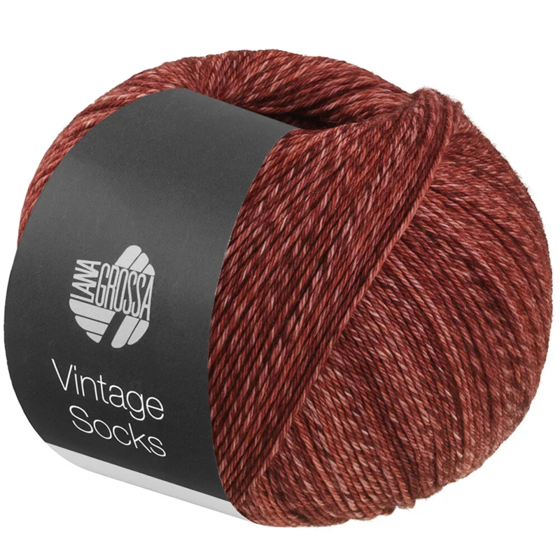 Lana Grossa Vintage Socks 1023 Terracotta/reddish brown heathered