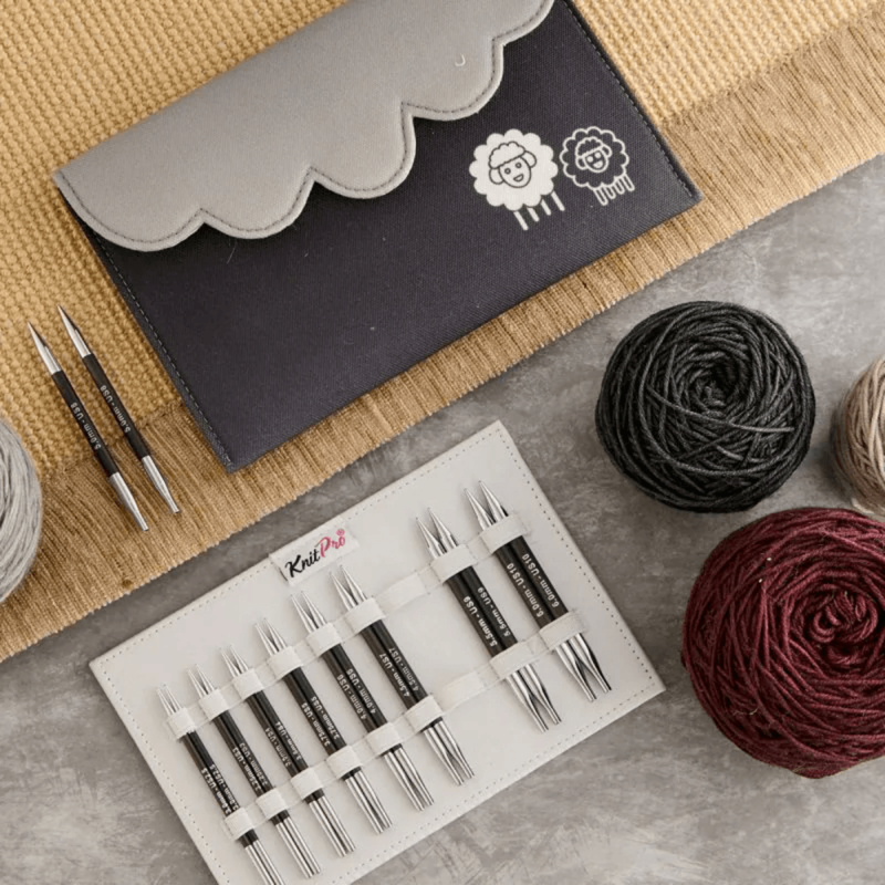 KnitPro Karbonz Special Interchangeable Circular Needle Set, Deluxe, 4 inches