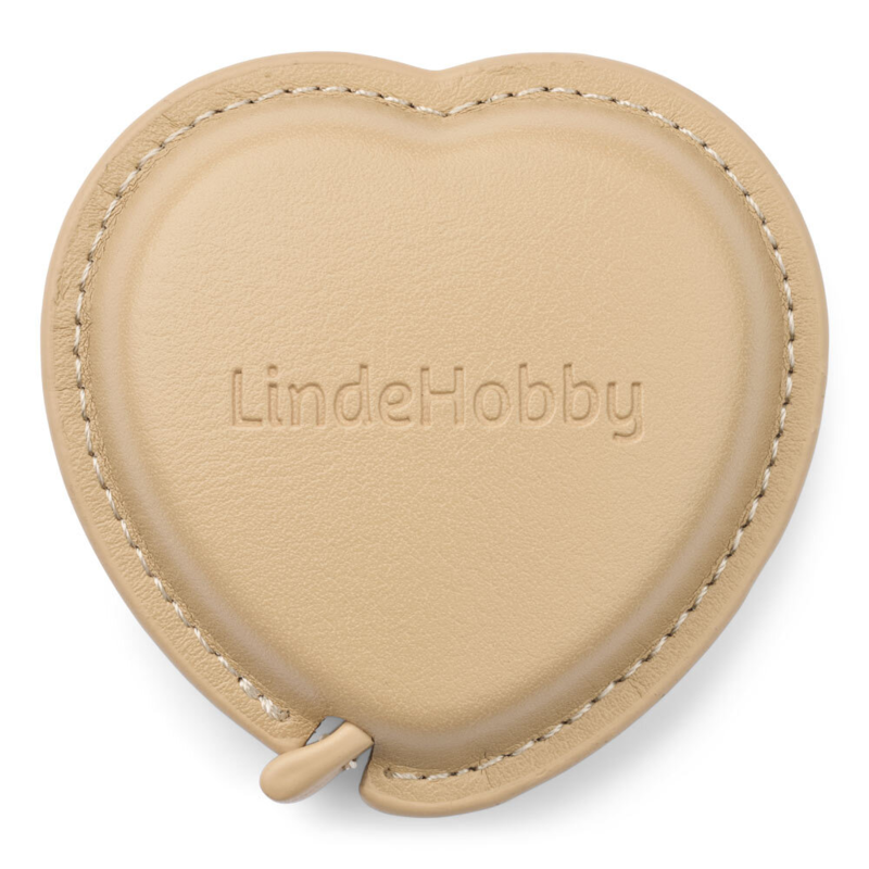 LindeHobby Retractable Measuring Tape, PU Leather, Heart, 150 cm Apricot