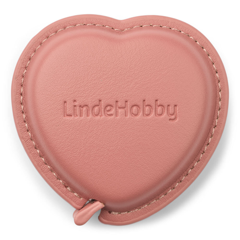 LindeHobby Retractable Measuring Tape, PU Leather, Heart, 150 cm Dark Pink