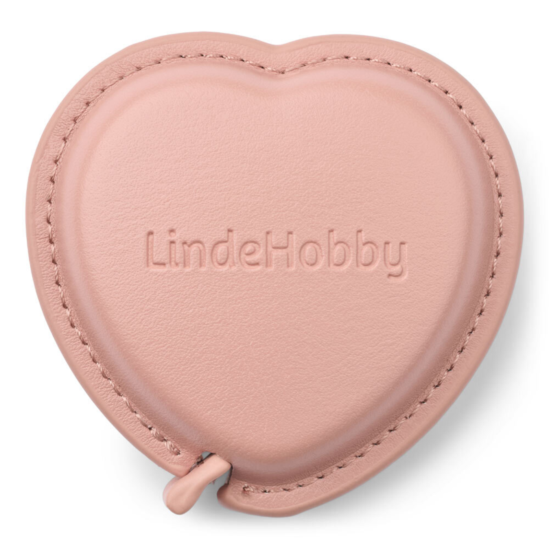 LindeHobby Retractable Measuring Tape, PU Leather, Heart, 150 cm Pink