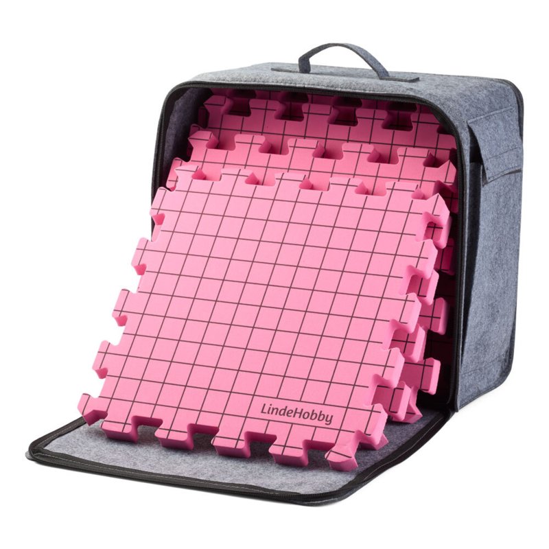 LindeHobby Blocking Mats in Felt Bag with 100 T-Pins, Pink