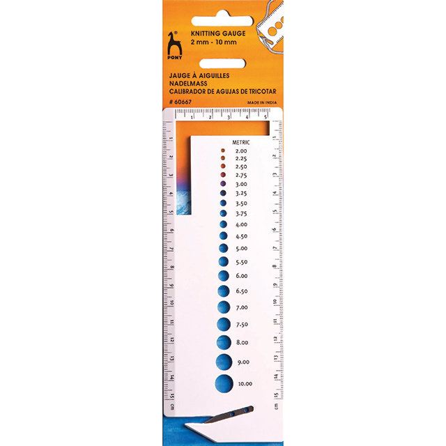 PONY Knitting gauge w/knife (2-10 mm)