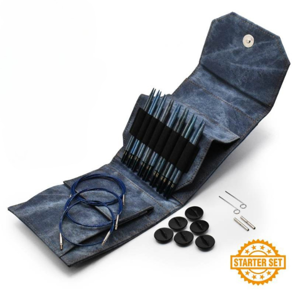 LYKKE Interchangeable Circular Needle Set Indigo, Starter Set, Blue, 13 cm