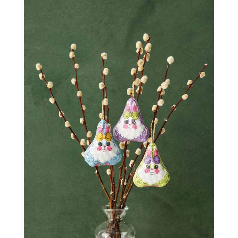 Easter Rabbits w/Bow 3-pack 6 x 7 cm