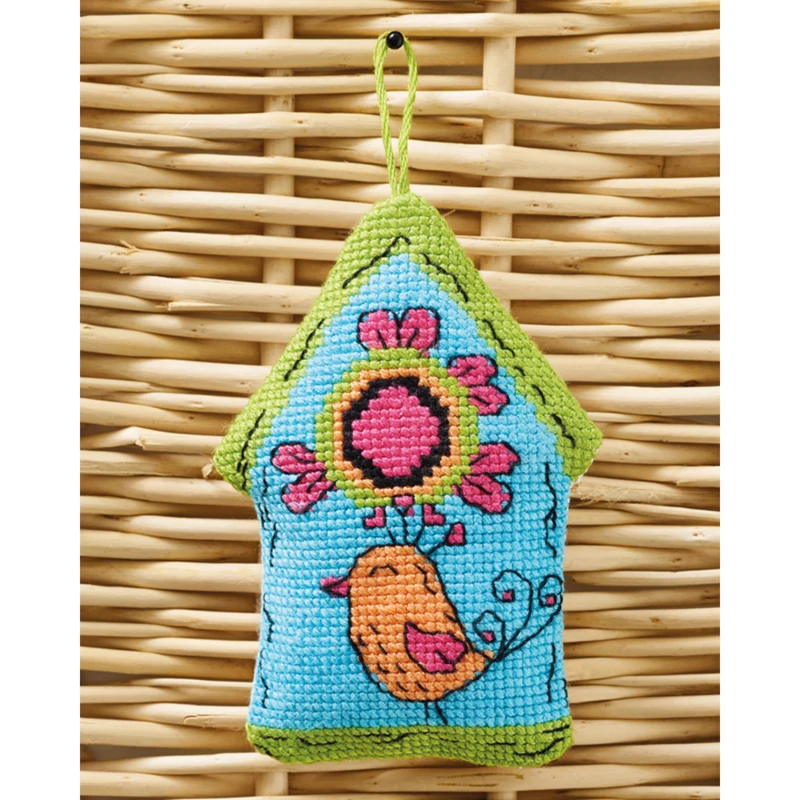 Blue Birdhouse 7x9cm