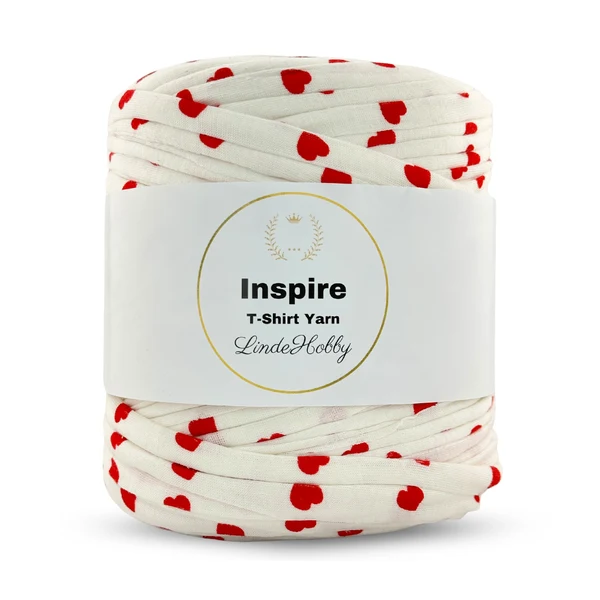LindeHobby Inspire Print 04 White with red hearts
