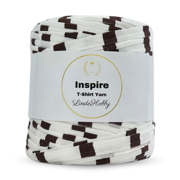 LindeHobby Inspire Print 25 White with wide brown stripes