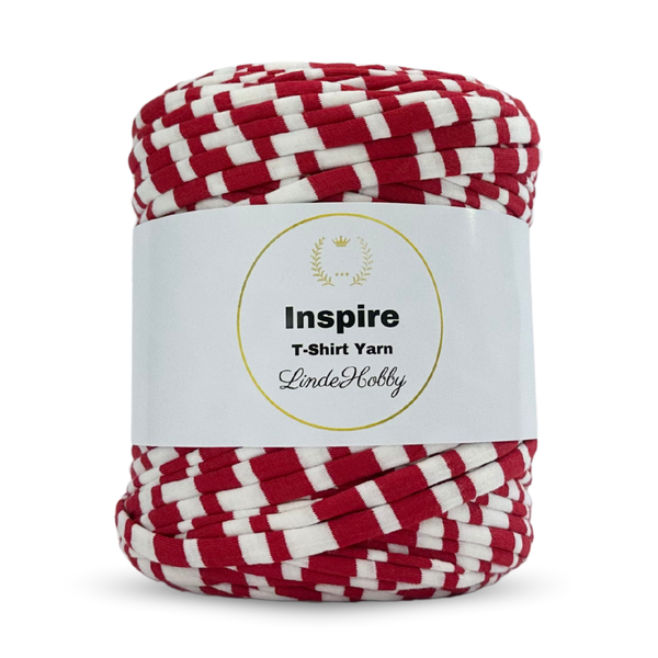 LindeHobby Inspire Print 38 White with wide random red stripes