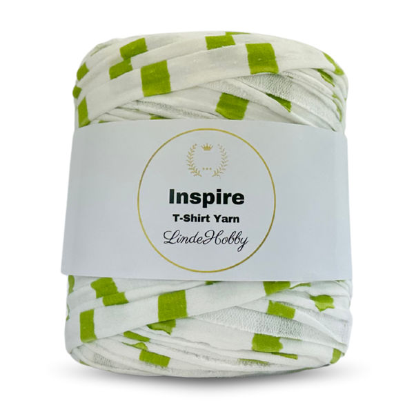 LindeHobby Inspire Print 14 White with wide light green stripes