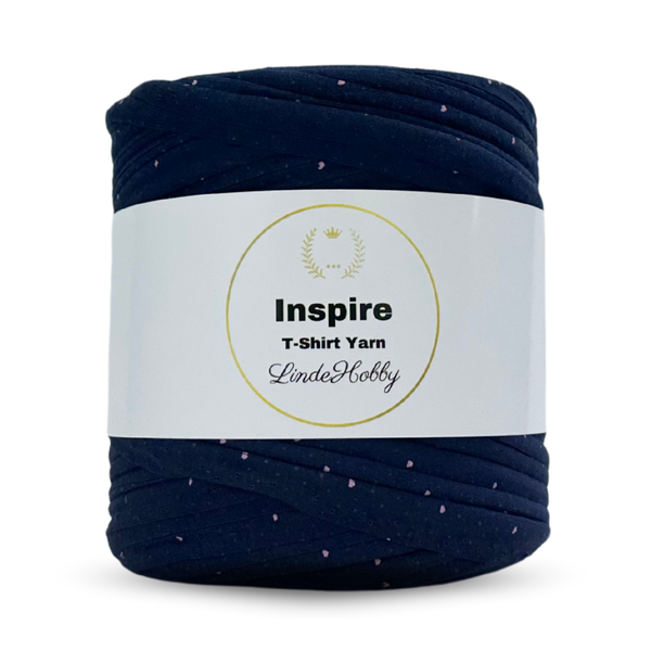 LindeHobby Inspire Print 112 Navy blue with pink hearts