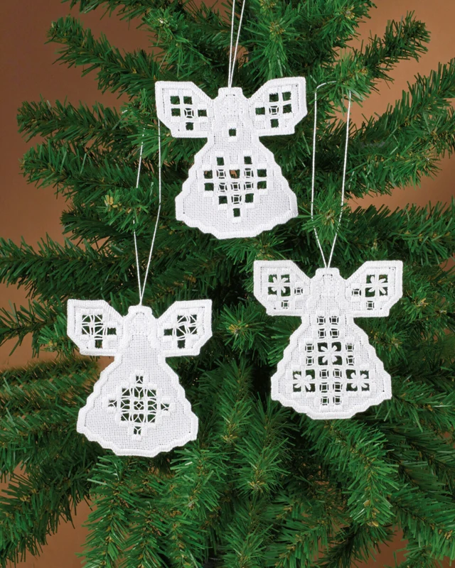 Embroidery Kit Hardanger Angels 3 Pack 10 x 10 cm / 3.94 x 3.94 in