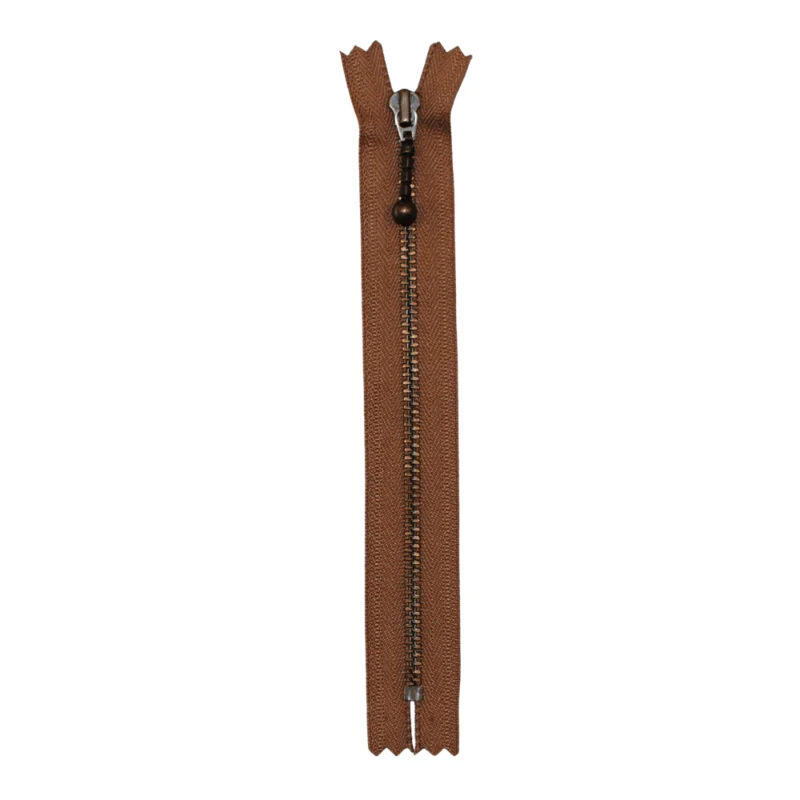 YKK Fixed Zipper Antique Brass 4 mm 14 cm 008 Light brown