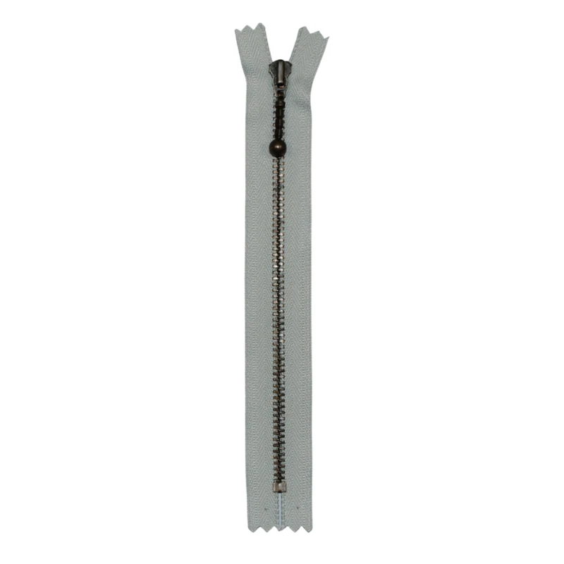 YKK Fixed Zipper Antique Brass 4 mm 14 cm 574 Light grey