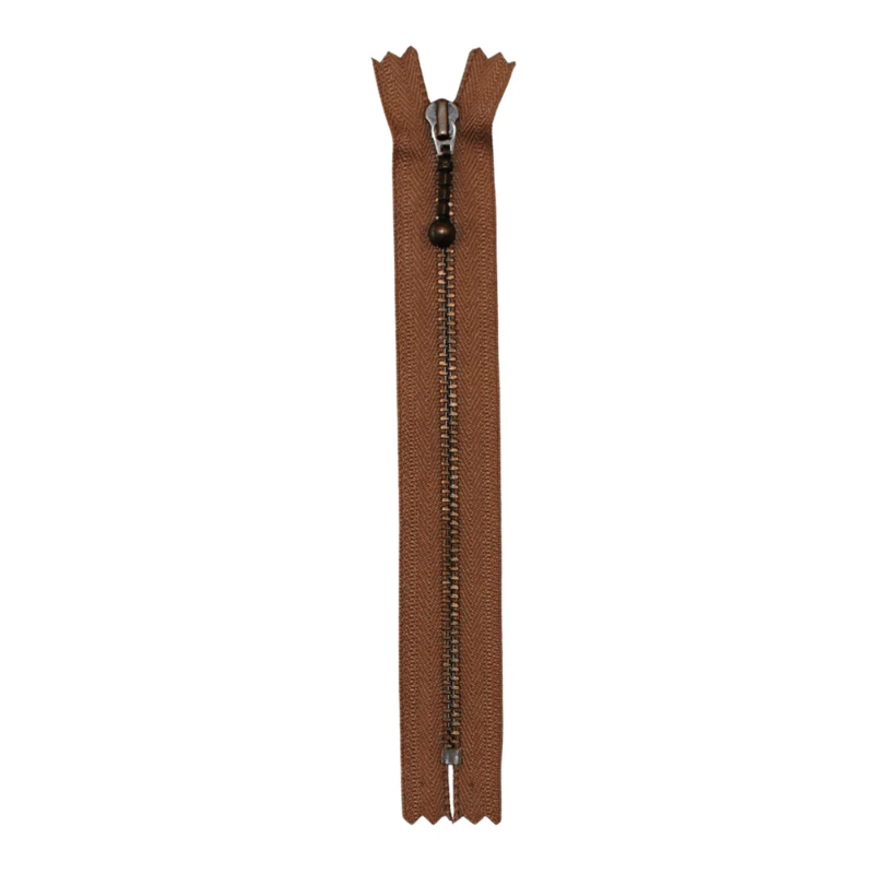 YKK Fixed Zipper Antique Brass 4 mm 17 cm 008 Light brown