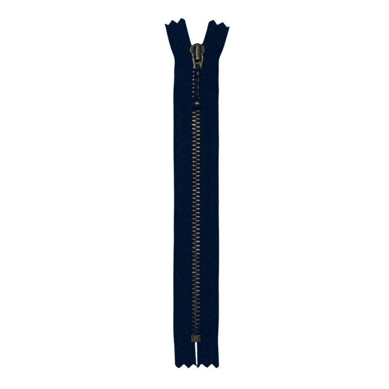 YKK Fixed Zipper Antique Brass 4 mm 17 cm 560 Navy