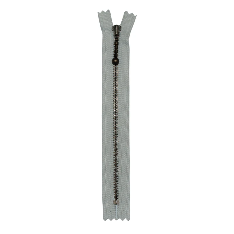 YKK Fixed Zipper Antique Brass 4 mm 17 cm 574 Light grey