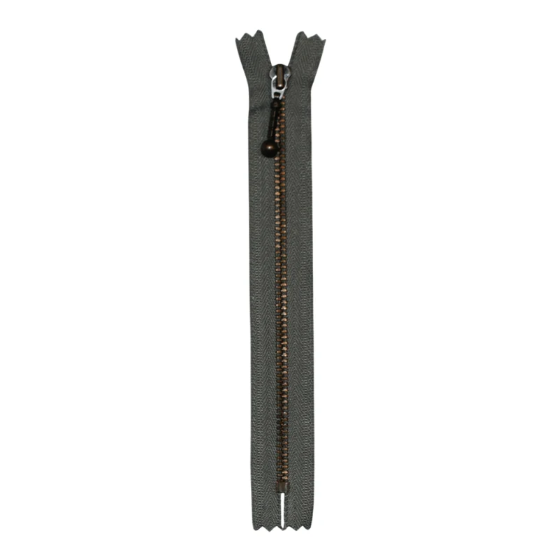 YKK Fixed Zipper Antique Brass 4 mm 17 cm 135 Medium grey